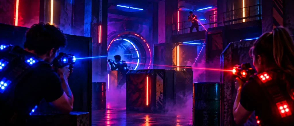 Partie de laser game dans une arène immersive près de Lyon
